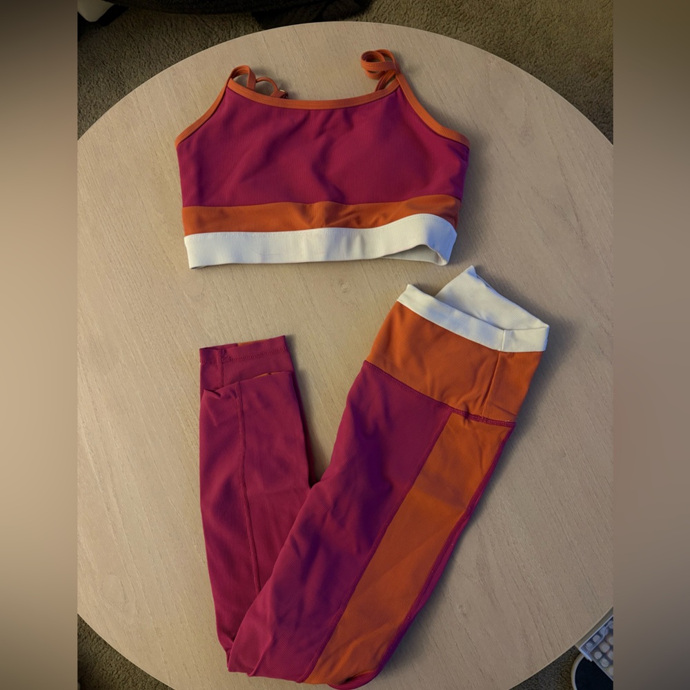 Vibrant Pink and Orange Leggings Set - size M